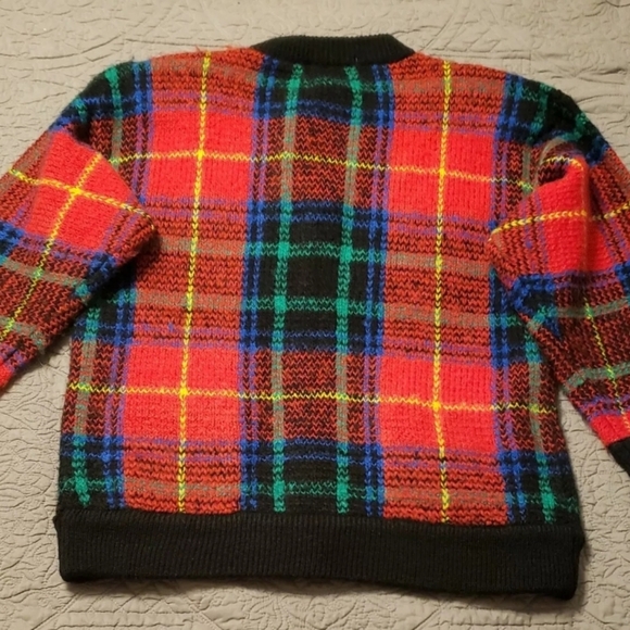 Vintage Tartan Plaid Red blue green Button Cardigan - Picture 11 of 16
